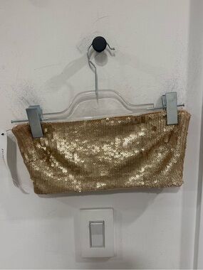 Gold Sequin Strapless Bandeau